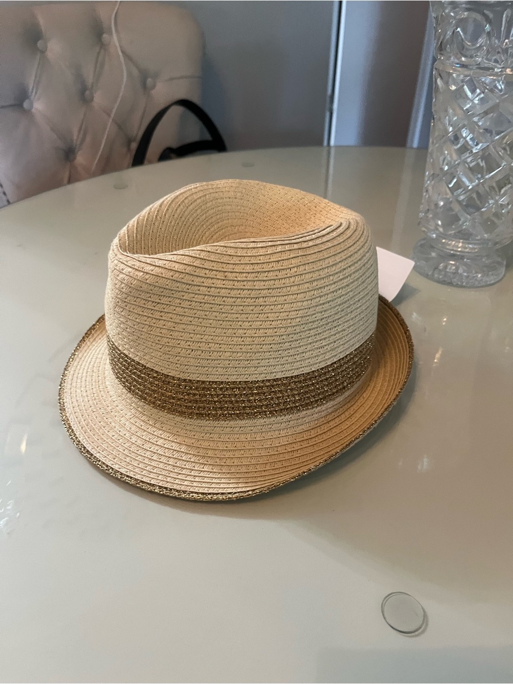 Four Buttons by San Diego Hat Co. Packable Fedora Sun Hat Sand Gold Natural